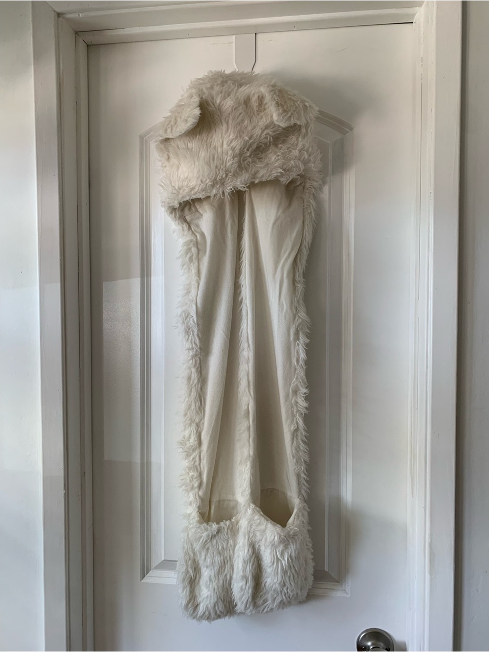 Cream Faux Fur Hooded Scarf